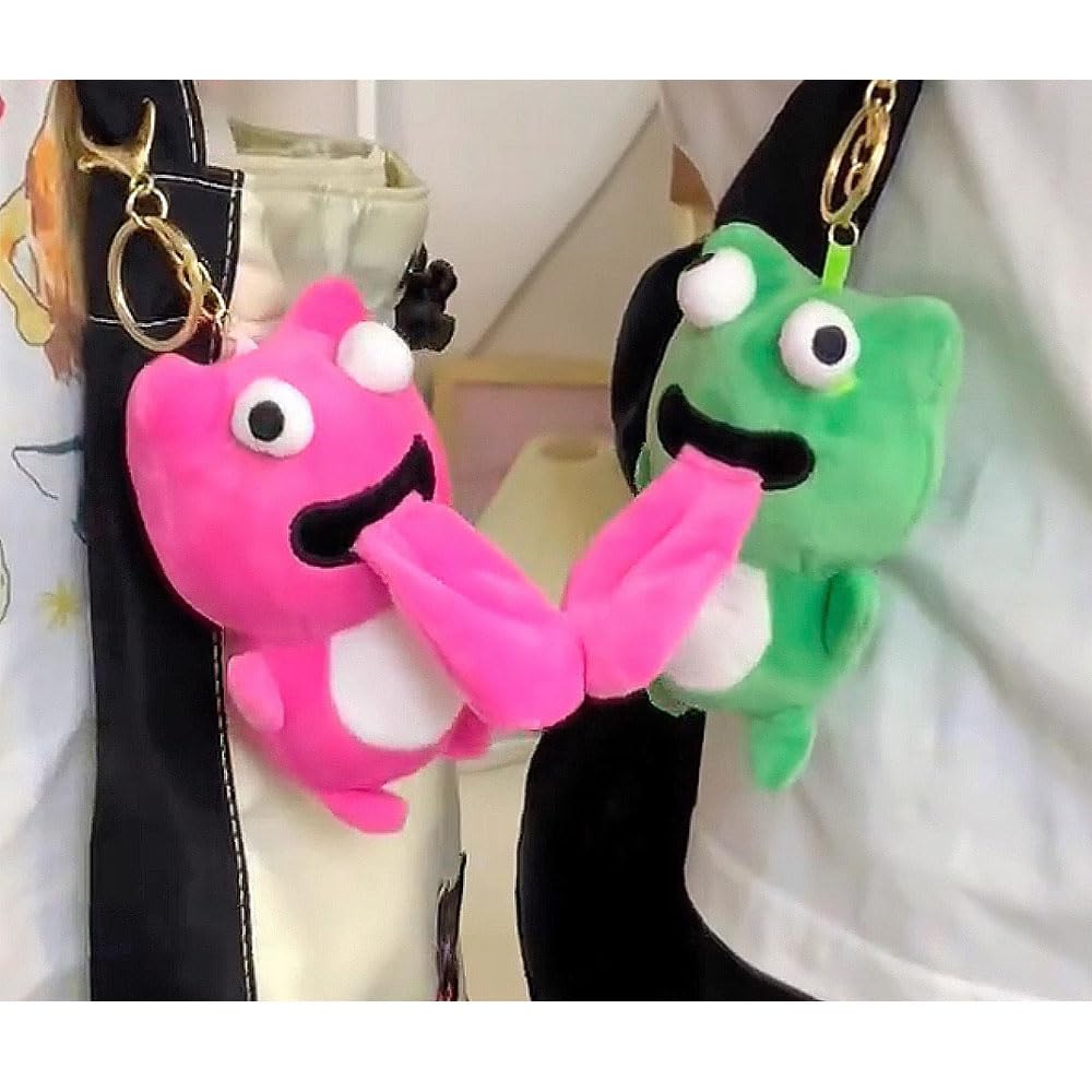 Amazon.co.jp: かわいいカエルのぬいぐるみキーチェーン、舌を突き出す